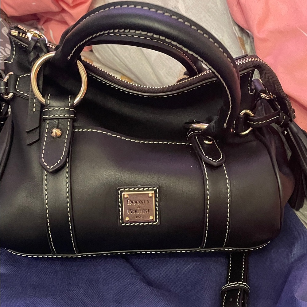 Dooney & Bourke Black Satchel with Gold Accents